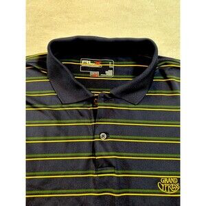 Ralph Lauren RLX Mens Golf Polo Shirt Size Large Stripe Grand Cypress logo